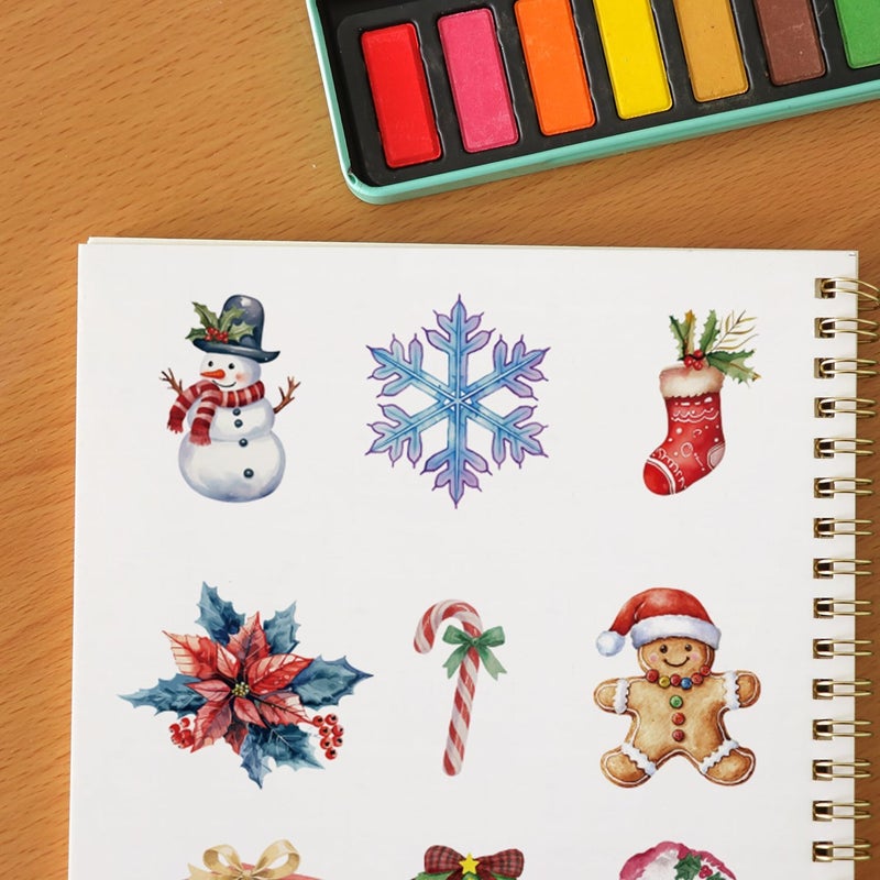 DPWCVM Beginner Watercolor Painting Kit Watercolor Workbook Coloring Book 12 Colors Paint Set with Brush, Easily Master Beginner Friendly Watercolor Paint Set Gift for Adults Teens. (Christmas) - Image 2